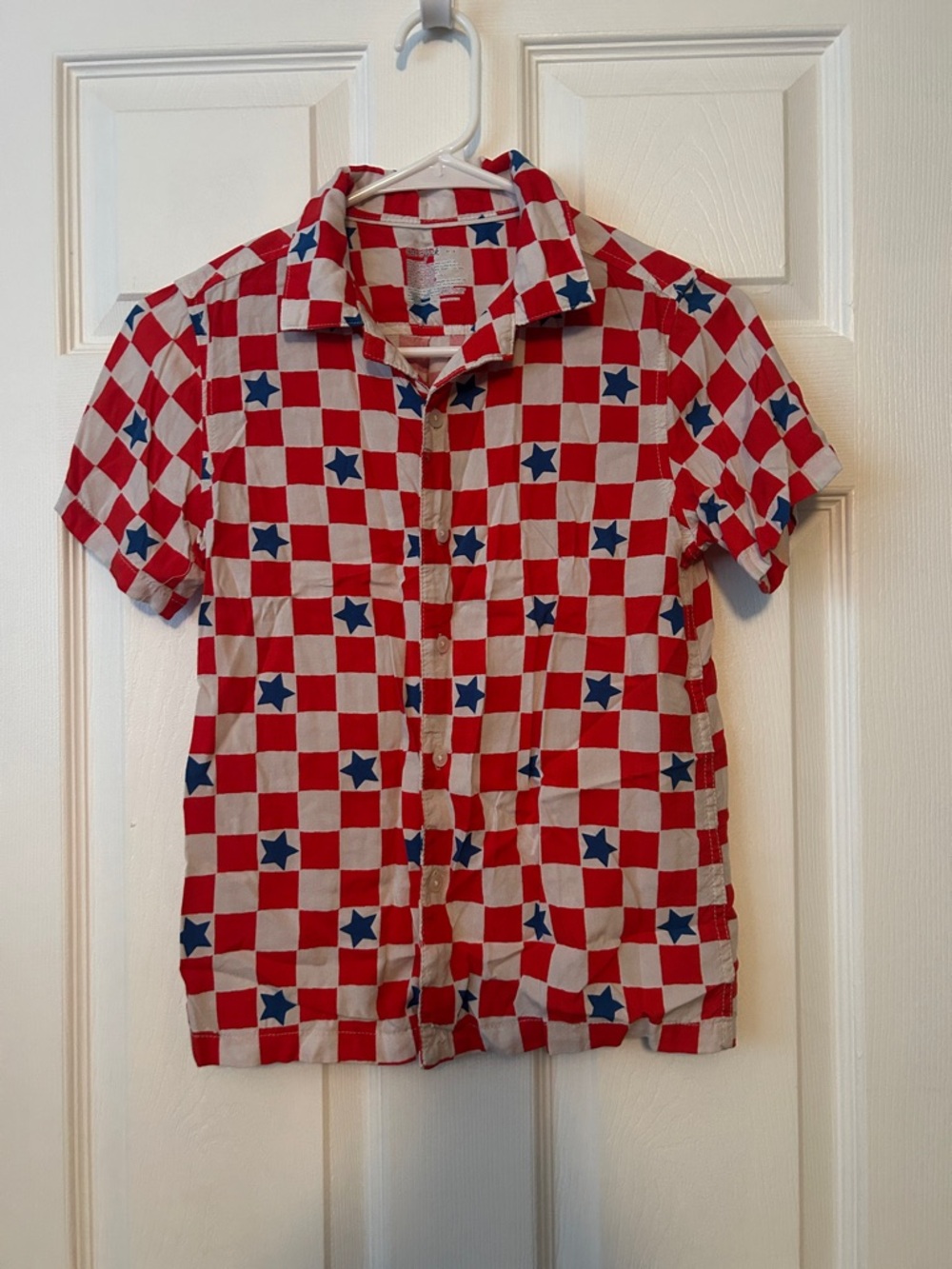 Cat & Jack Red, White & Blue Star Check Button-Up Shirt